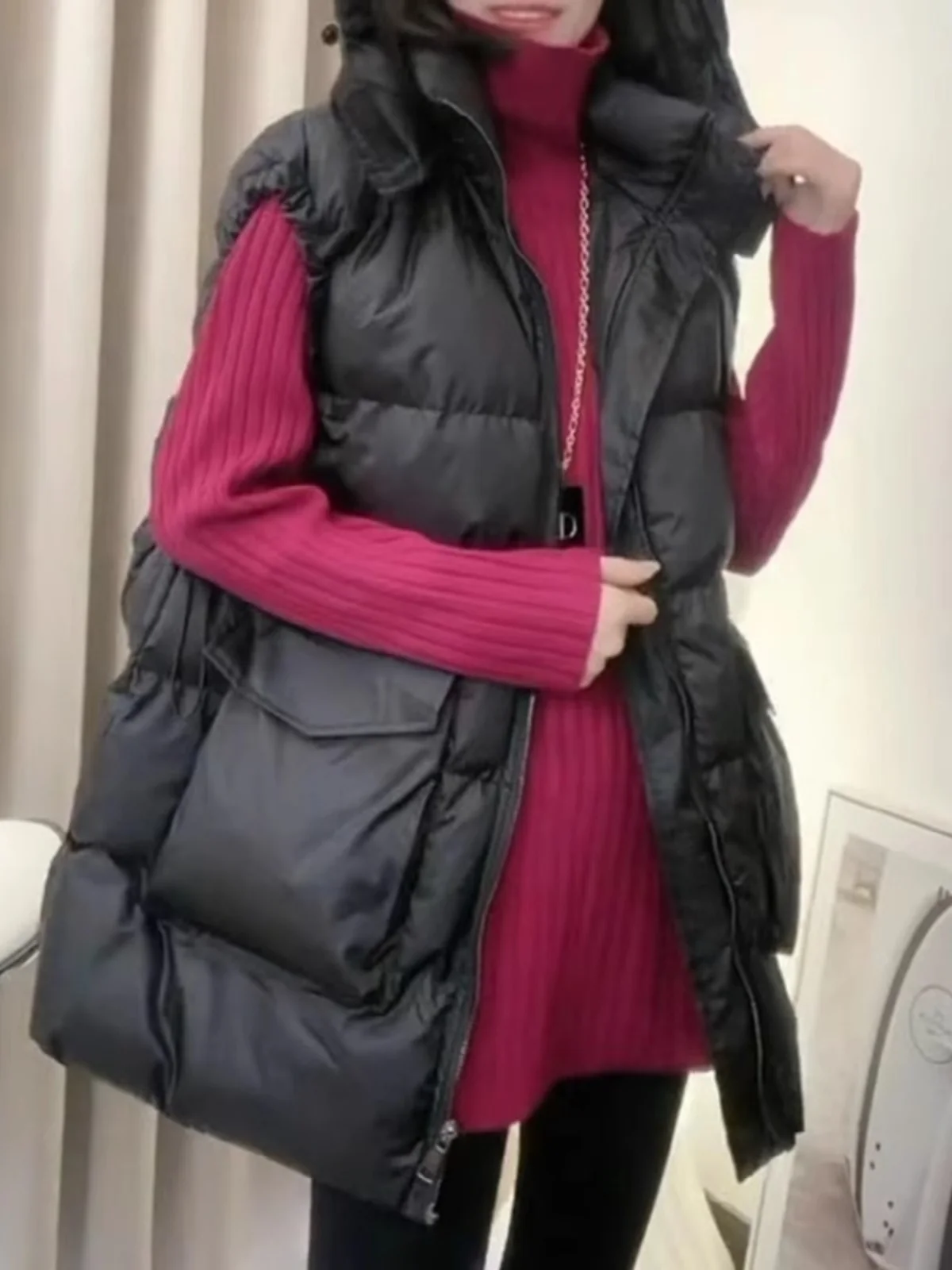 Plus size Hood down Cotton-padded Vest Women 2024 Winter New Fashion Loose Slimming Waistcoat Outerwear