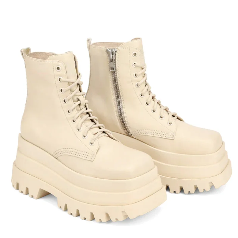 

New Fashion Punk Chunky High Heels Platform Women's Shoes Ankle Boots Black Zipper Ladies Shoes Knee High Boots Women Shoes