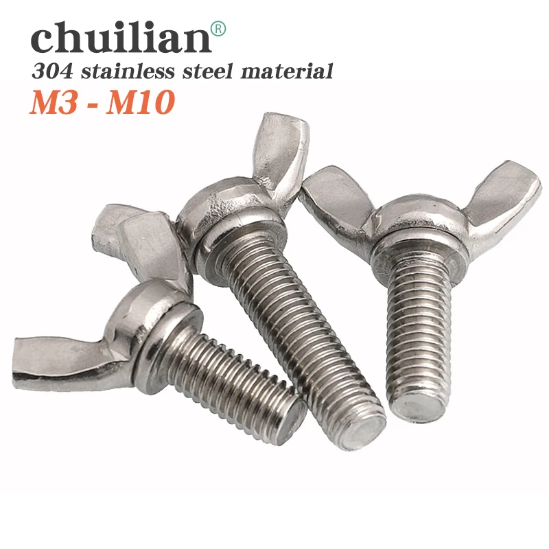 

Hand Tighten Butterfly Wing Screws Sheep Horn Bolt M3/M4/M5/M6/M8/M10 304 Stainless Steel Material Full Thread For Machinery