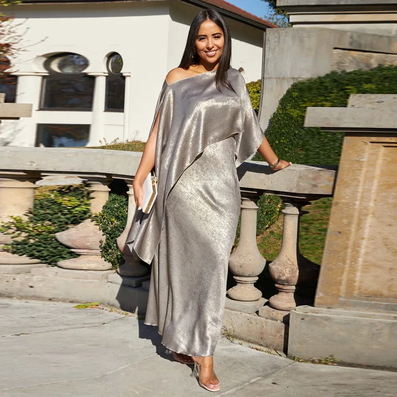 Элегантные женские мусульманские комплекты блестящее верхнее платье Дубай