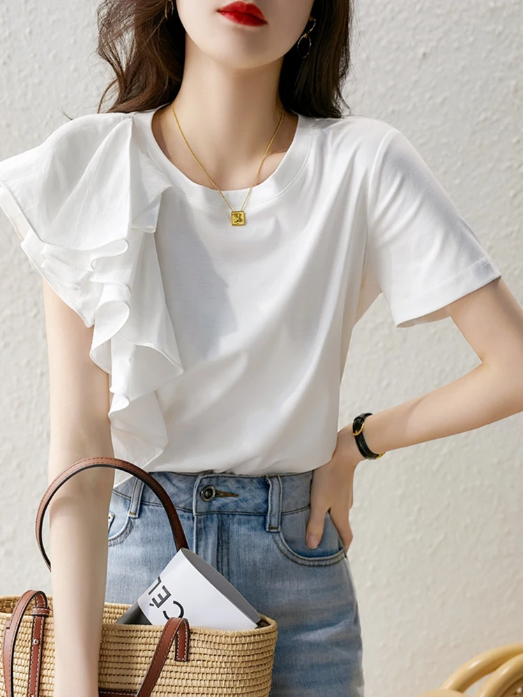 

BOBOKATEER Cotton T-shirt Female Clothing Short Sleeve Camiseta Mujer White Woman Tshirts Fashion Tee Shirt Femme Dames Kleding