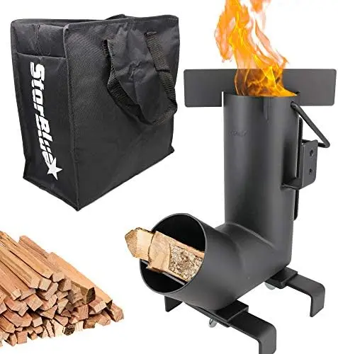

Rocket Stove by with FREE Carrying Bag - A Portable Wood Burning Camping Stove with Large Fuel Chamber Best for Outdoor Cooking