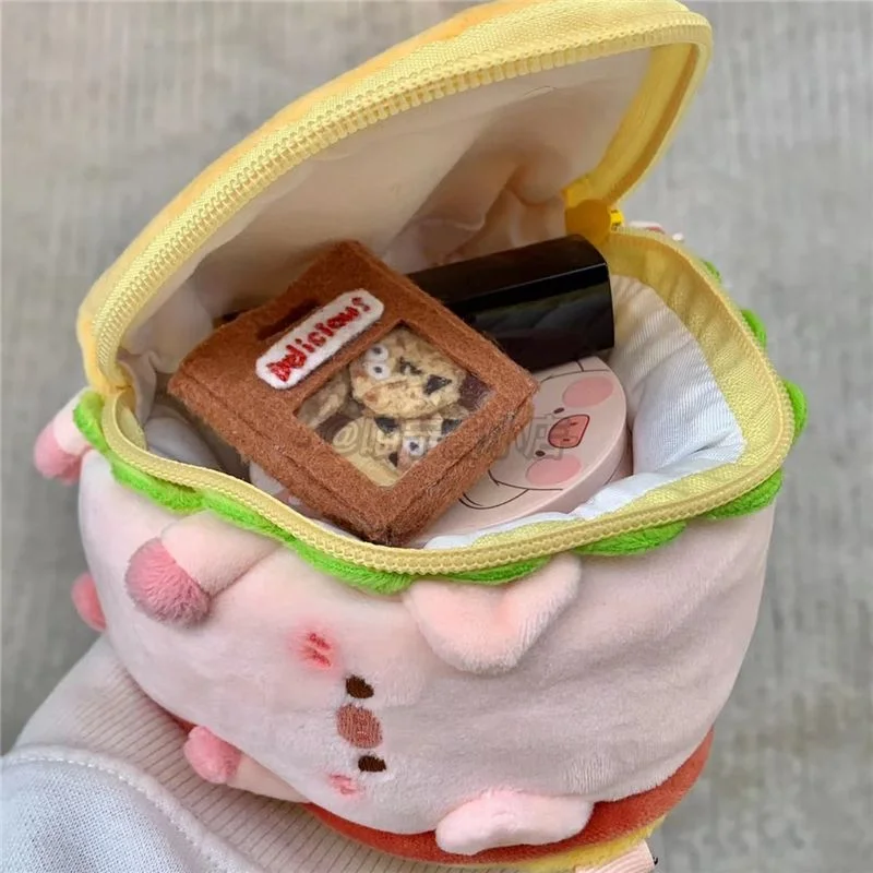 

Xiuya Cute Sandwich Pig Wallets for Women Plush Soft Sweet Kawaii Pendant Handbag 2023 New Fashion Designer Luxury Cartoon Purse