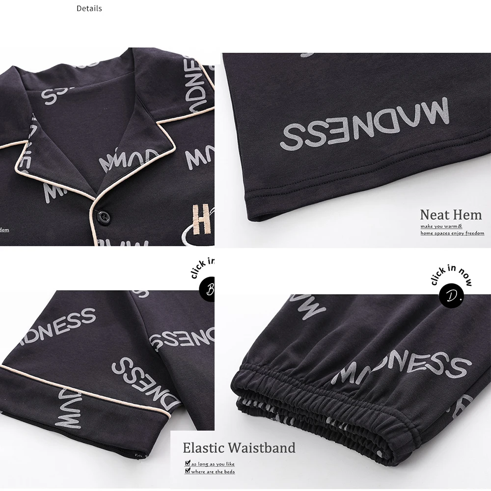 100% Cotton Pajama Sets Trendyol Men V Neck Pijama Sleepwear Casual Short Sleeve Sleep Tops Plaid Pants pyjama ensembles homme