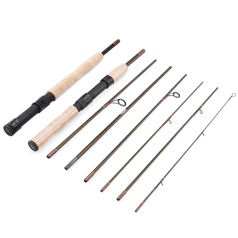 

Mavllos Fly Fishing Rod Closed Length 37.5CM Ultrashort Spinning Rod Carbon Fiber 2.3M 7 Sections Travel Fishing Rods