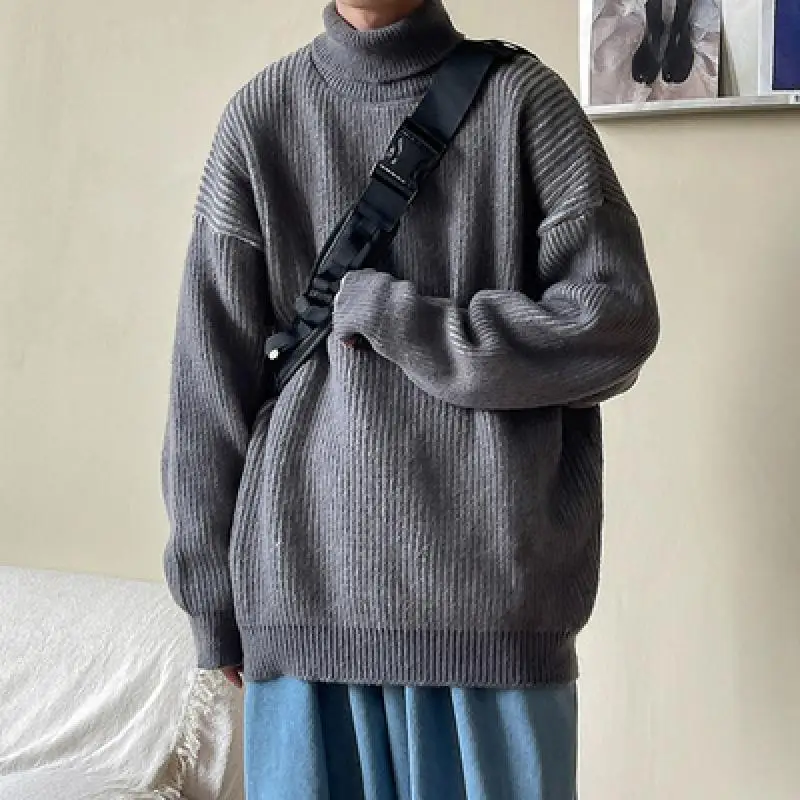 Nice Turtleneck Sweaters Men Women In Winter Korean Solid Color Cool Harajuku Oversize All-Match Lovers Thickening Warm Sweater