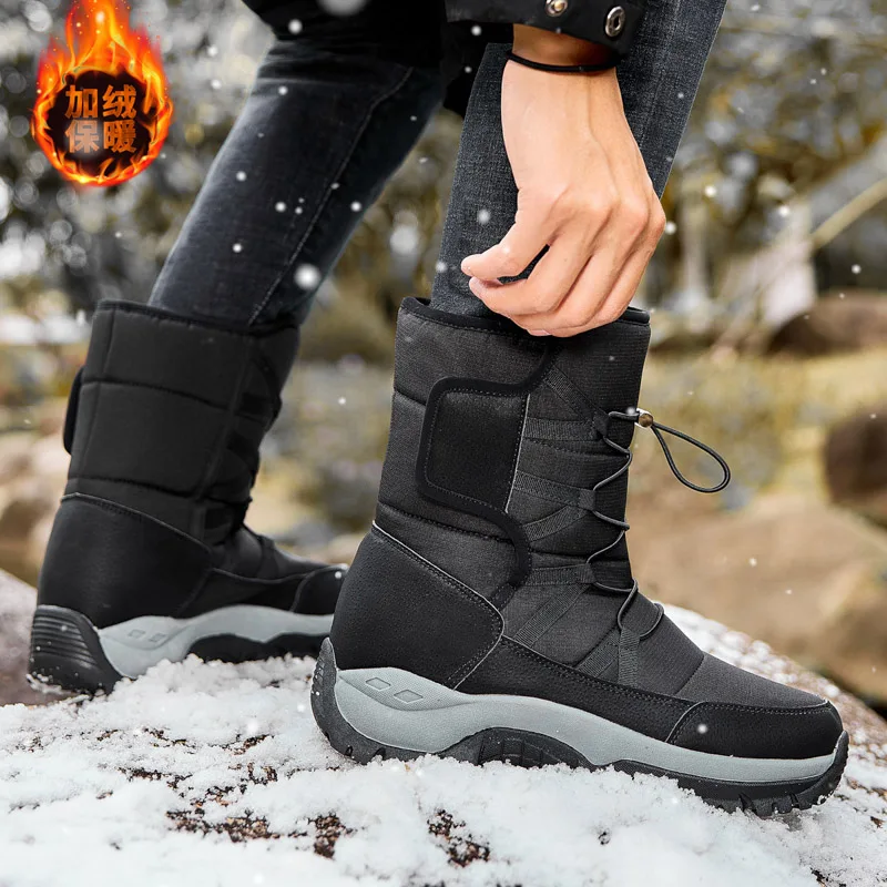 Outdoor Waterproof Winter Sneakers For Men Keep Warm Snow Botas Hombre Winter Boot High Top Hunting Shoes Leather Tactical Boots