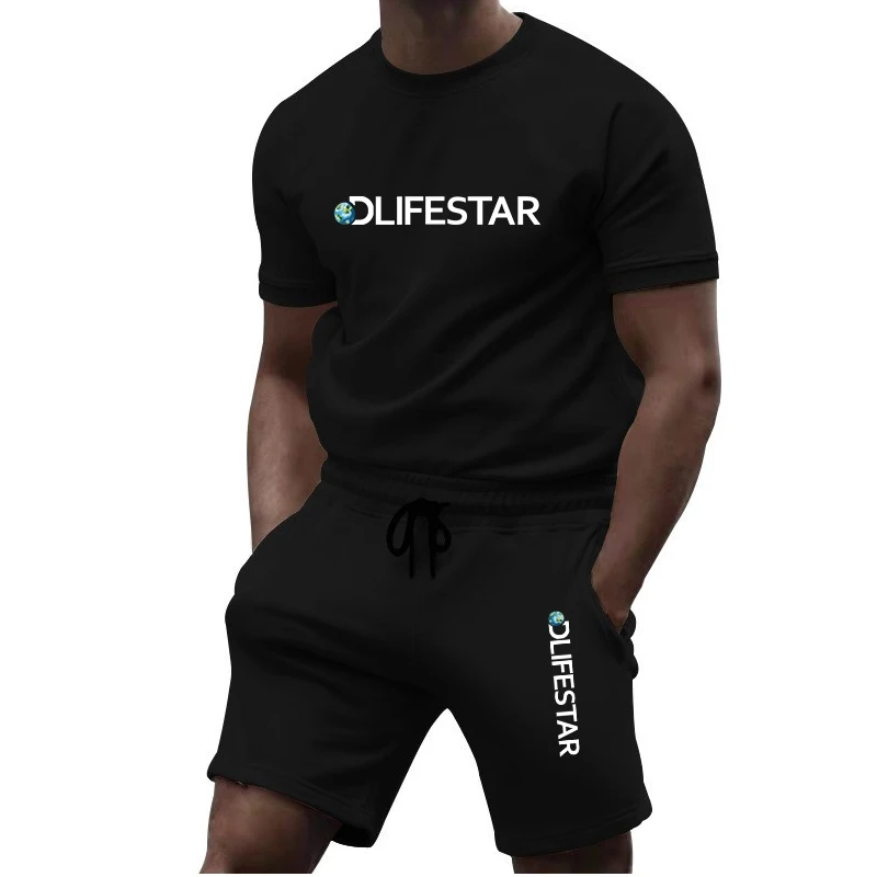 Summer Men's Sportswear Brand Fitness Sets Running Clothes Casual Suit T-shirt + Shorts Breathable 2-Piece Tracksuit Men Clothin