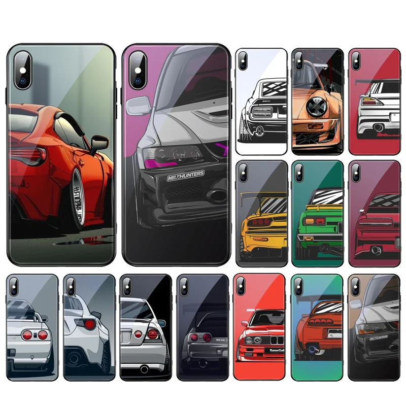 

Sport Car JDM Glass phone case For Samsung Galaxy S23 S22 S21 S20 Ultra S20 S22 S21 S20FE A52 A33 A13 A32
