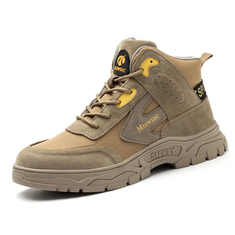 

Ботинки мужские из натуральной кожи, повседневные парусиновые сапоги для защиты от проколов, модная защитная обувь для улицы