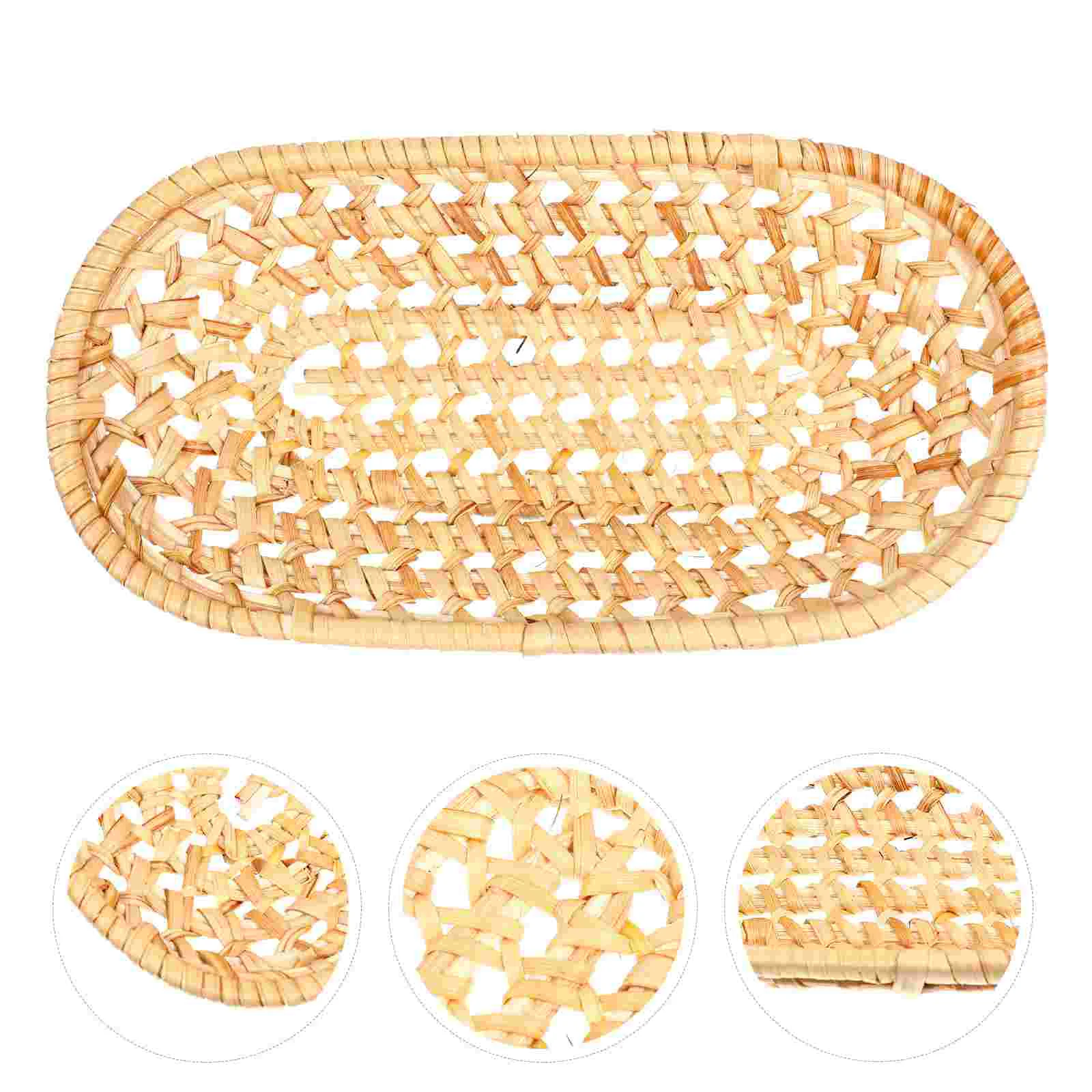 

Basket Rattan Fruit Tray Wicker Bowl Woven Bread Serving Organizer Oval Storage Holder Vegetable Jewelry Tea Baskets Towel