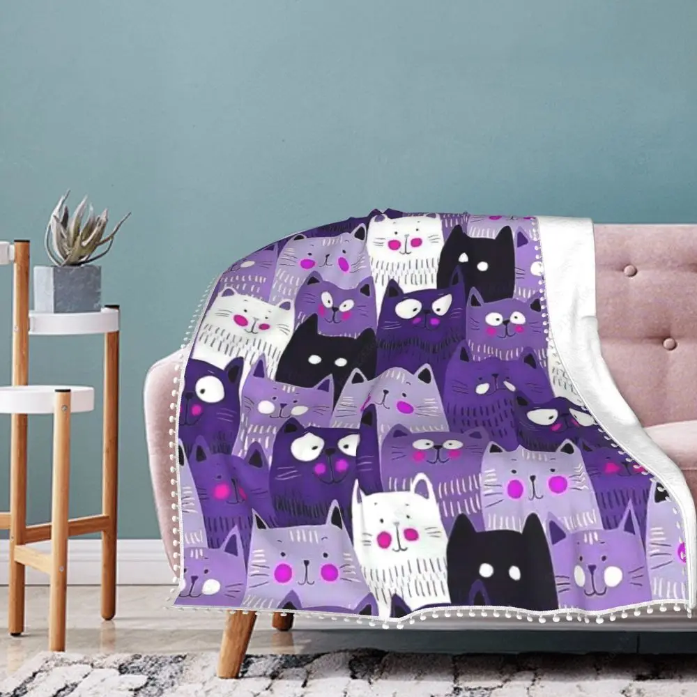 

Cute Cat 3D Printing Plush Fleece Blanket Adult Fashion Quilts Home Office Washable Duvet Casual Kids Girls Sherpa Blankets Gift