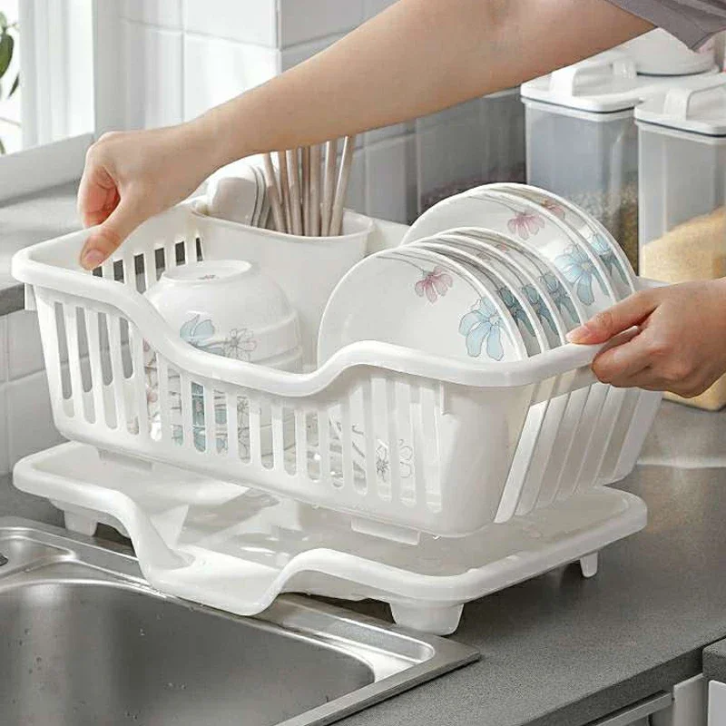 

Dish Drying Rack Kitchen Utensils Drainer Rack with Drain Board Countertop Dinnerware Plates Bowls Chopsticks Spoons Organizer