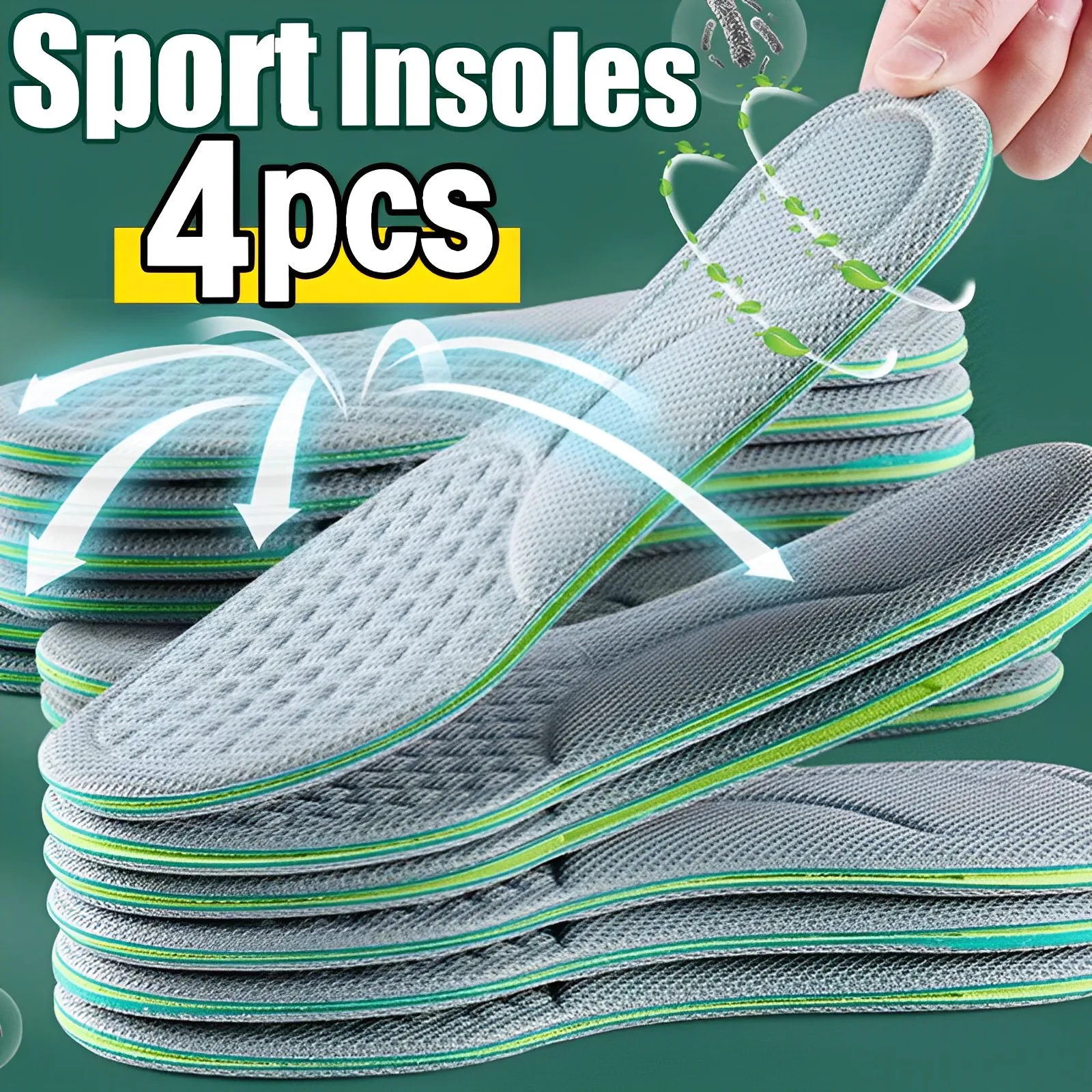 4PCS Soft Memory Foam Insoles for Shoes Men Women Deodorant Absorb-Sweat Massage Sport Insole Feet Orthopedic Shoe Sole Running