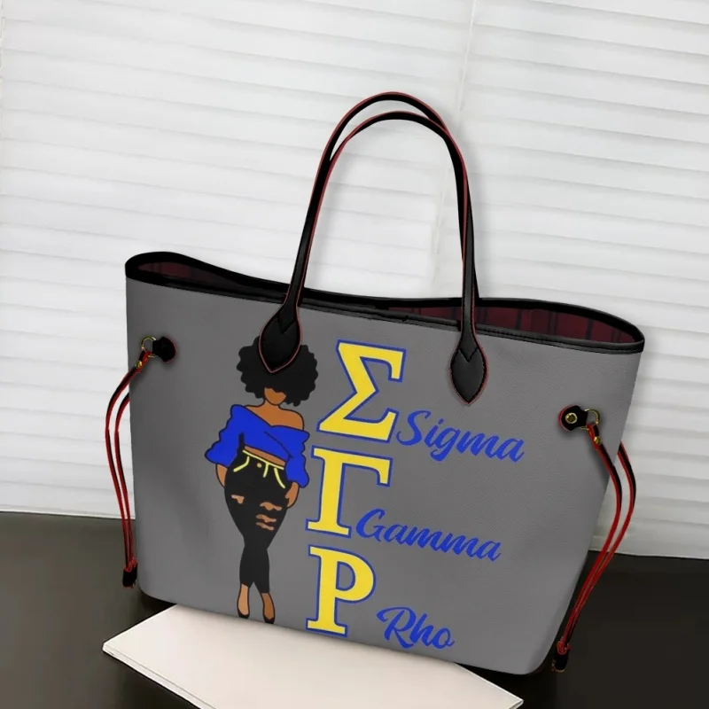 

Sigma Gamma Rho Printed Casual PU Leather Shoulder Bags for Women Large Capacity Totes Bag Woman Beach Shopping Bags Girls Party