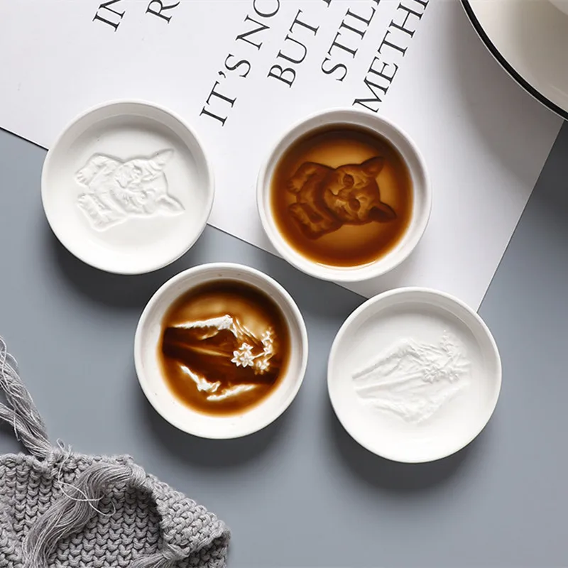 

Бытовая кухонная керамическая тарелка для приправ, круглое маленькое блюдо для оливкового масла, столовые приборы, блюдо для закусок, столо...