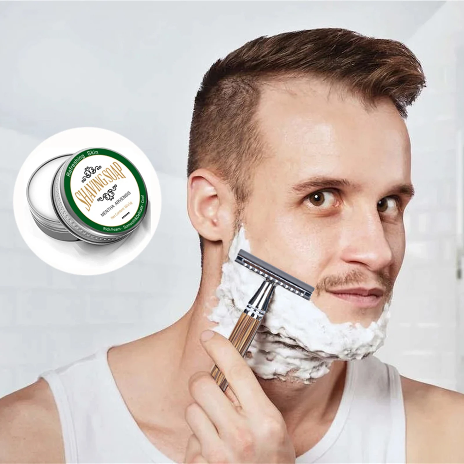 

Lather Shaving SoapDense Lather With Fantastic Scent Shave Soap For Use With Shaving Brush For Smoothest Wet Shave Smooth And