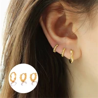 aide 3pcs hoop earrings set 78mm circle small beads string twisted huggie earrings for women girs gift minimalist jewelry set