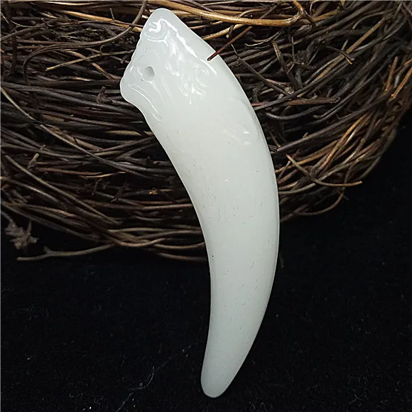 Натуральный белый нефритовый зуб волка Jandmade Idol подвеска амулет ожерельлье