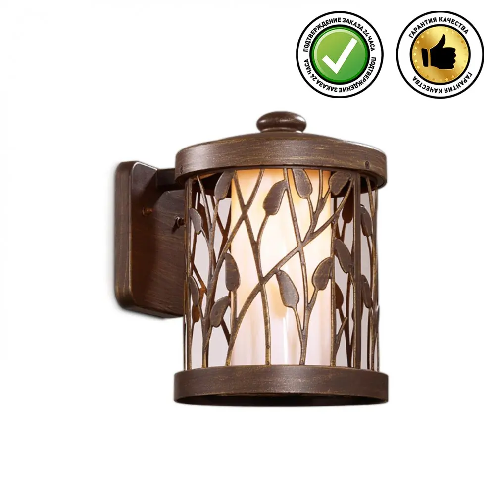 Уличный настенный светильник 2287/1W NATURE ODL12 589 патина коричневый IP44 E27 100W 220V LAGRA -