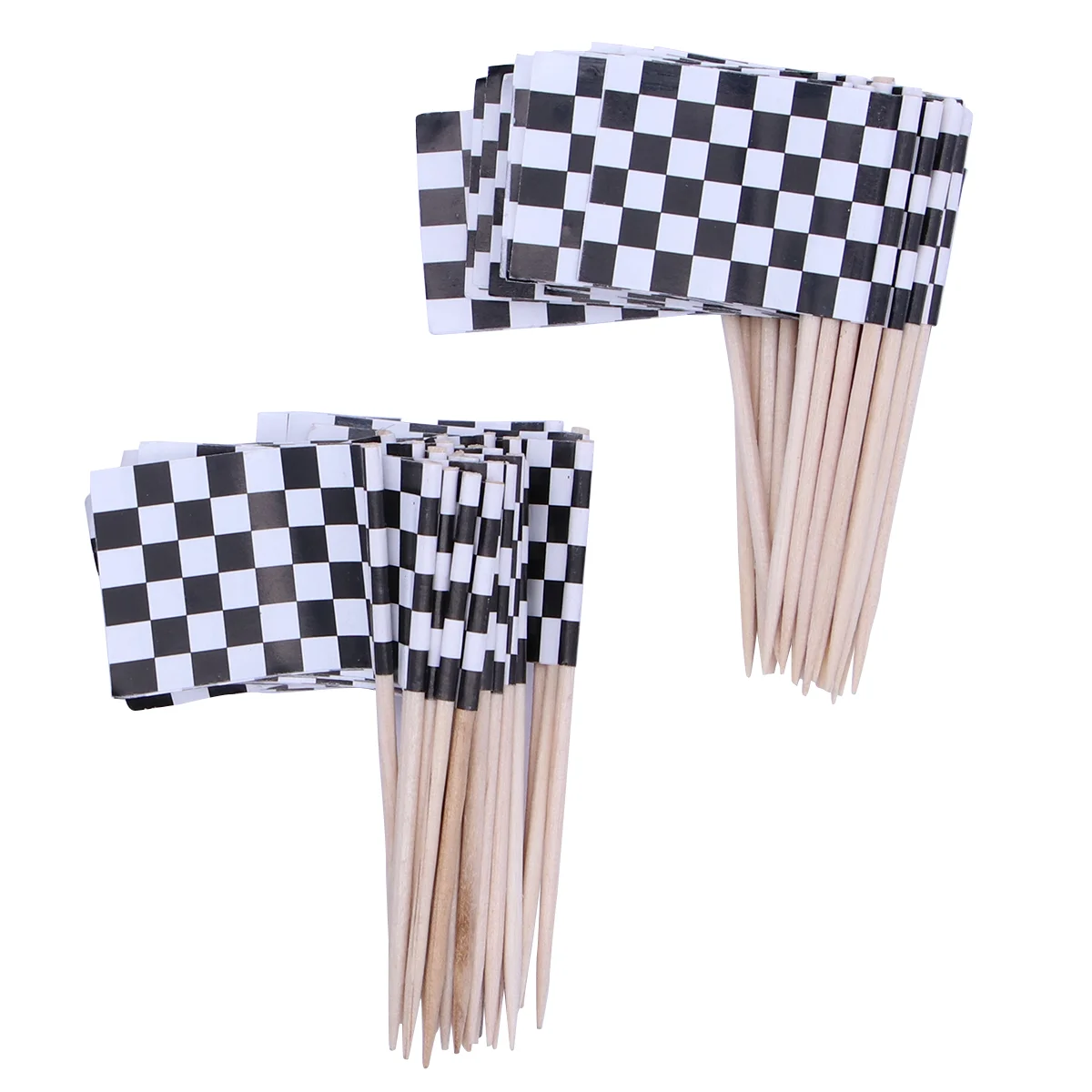 

100pcs Checkered Racing Flag Picks Fruit Toothpick Flag Party Cupcake Toppers