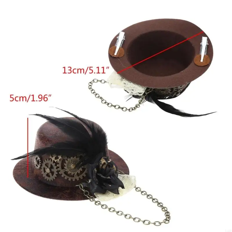 54DF Bowler Top Hat Performances Gothic Gear Victorian Accessore Costume
