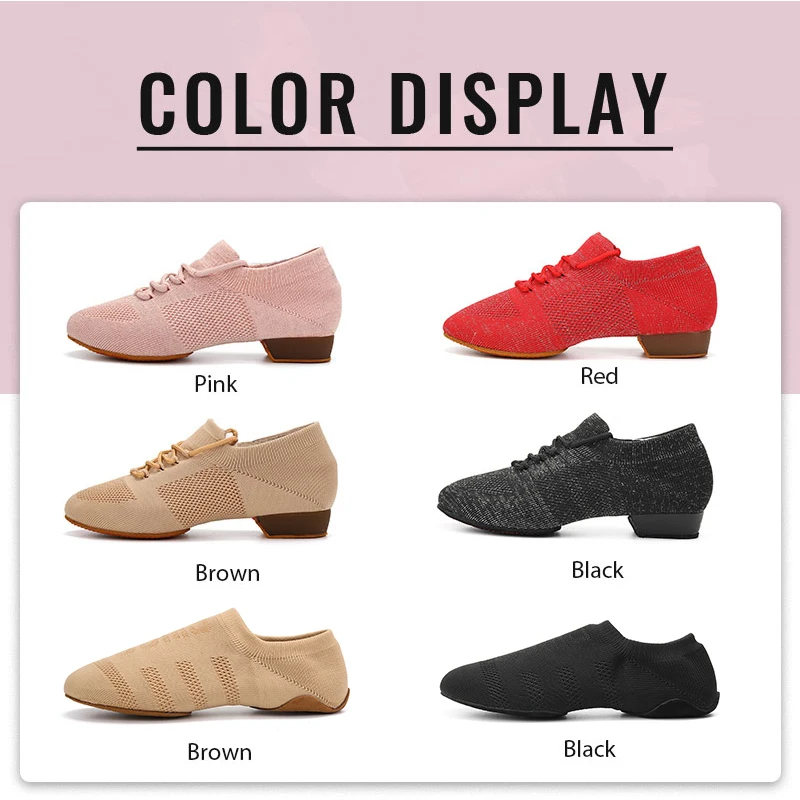 Dance Shoes women latin ballroom jazz tango Practice Training teaching dancing shoes woman ladies girls Knitted salsa flat shoes