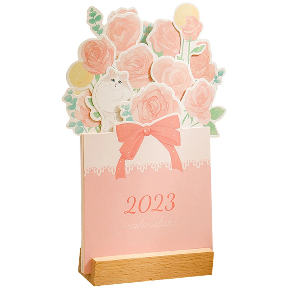 

Calendar Desktop Monthly Planner Desk Schedule Standing Paper Floral Sheet Calendars Wall Daily Tabletop Standwooden Easel