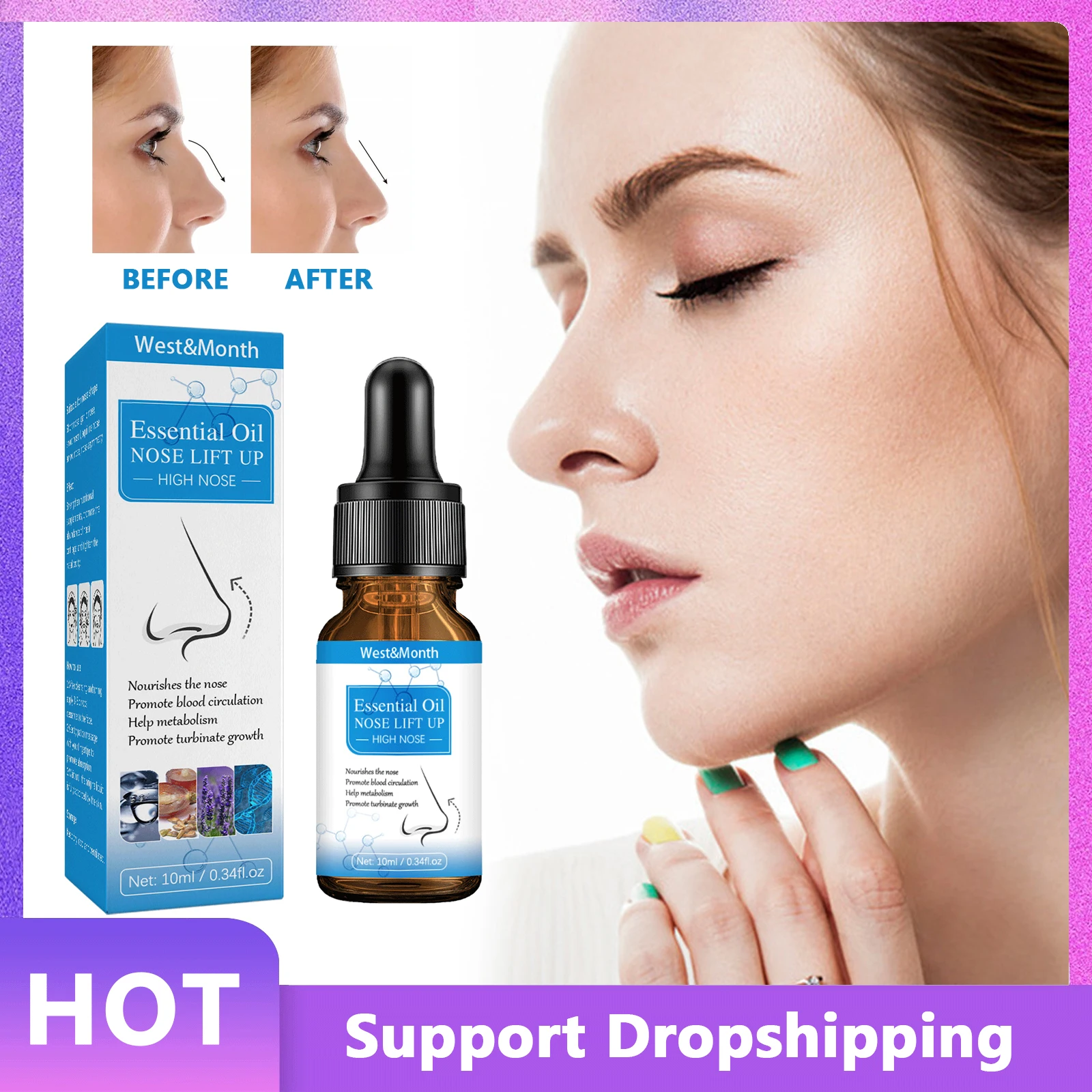 

10ml Nose Massage Essential Oil Nasal Bone Remodeling Pure Shaping Firming Lifting Moisturizer Nose Up Heighten Rhinoplasty Oil