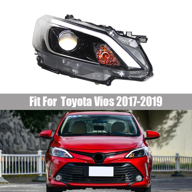 

Headlamp Assembly Suitable for Toyota Vios 2017 2018 2019 LED Headlamp Refitted Lens Light Guide Daytime Running Lamp