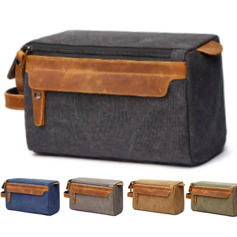 

Men Travel Canvas Shaving Kits Cosmetic Makeup Organizer Portable Women Toiletry Bag with Compartments Beauty Case
