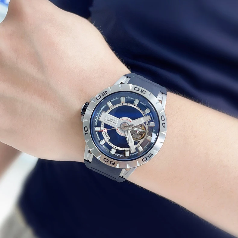 Мужские автоматические часы HANBORO роскошные модные механические наручные