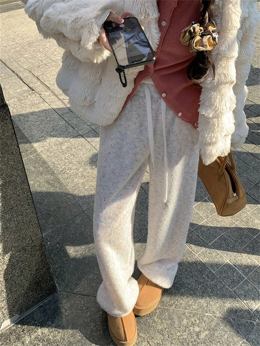 Брюки Alien Kitty женские с широкими штанинами однотонные трикотажные повседневные