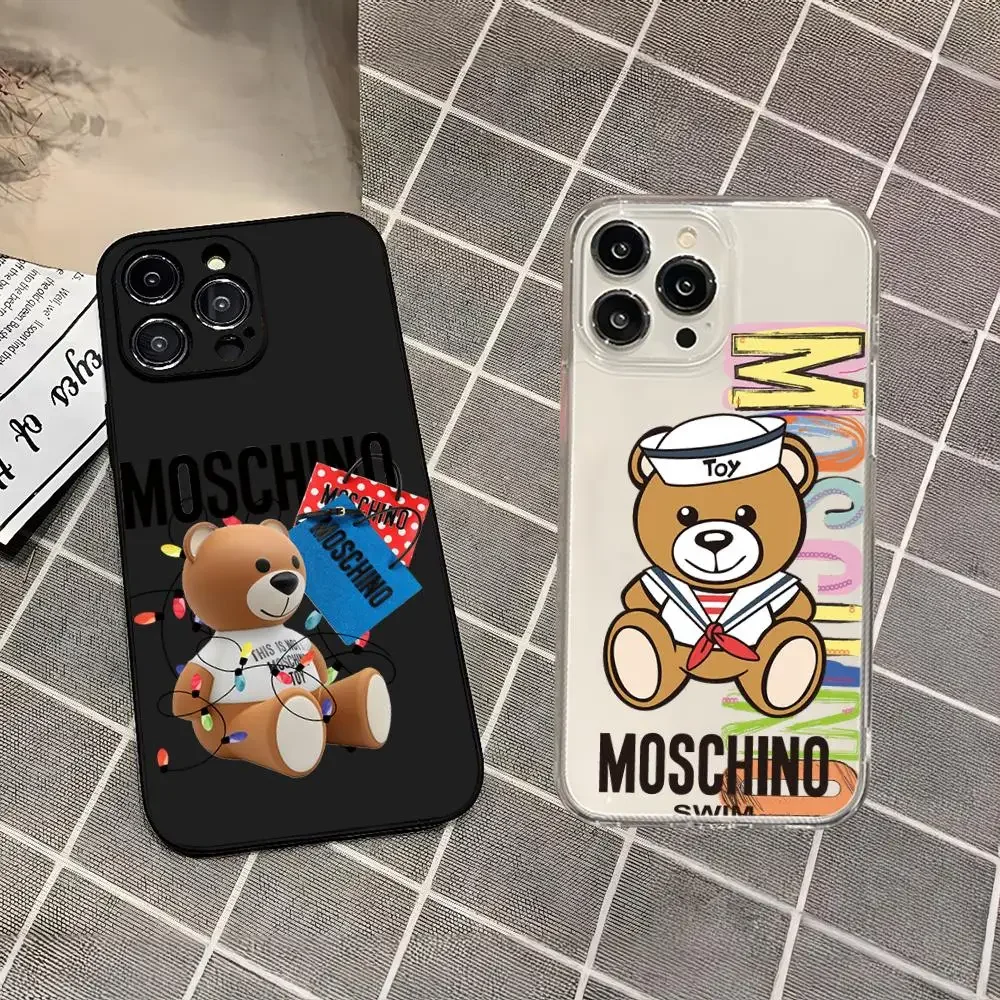 Цветной модный серебристый милый чехол для телефона M-Moschino iphone 16 15 14 13 Pro Max Mini 11 12 Xr