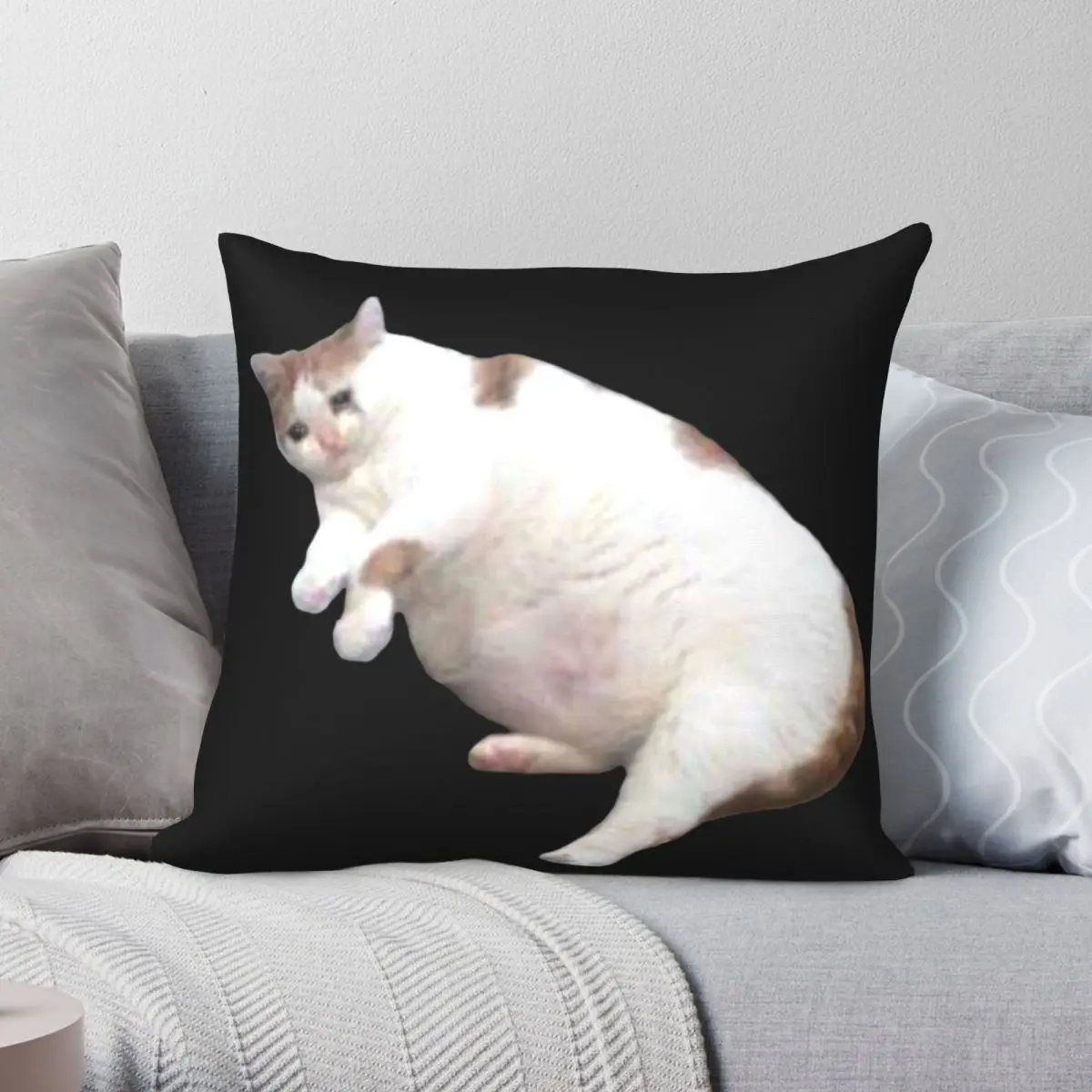 

Квадратный чехол для подушки с изображением плача кота, полиэстеровый льняной бархатный креативный декоративный чехол на молнии для диван...