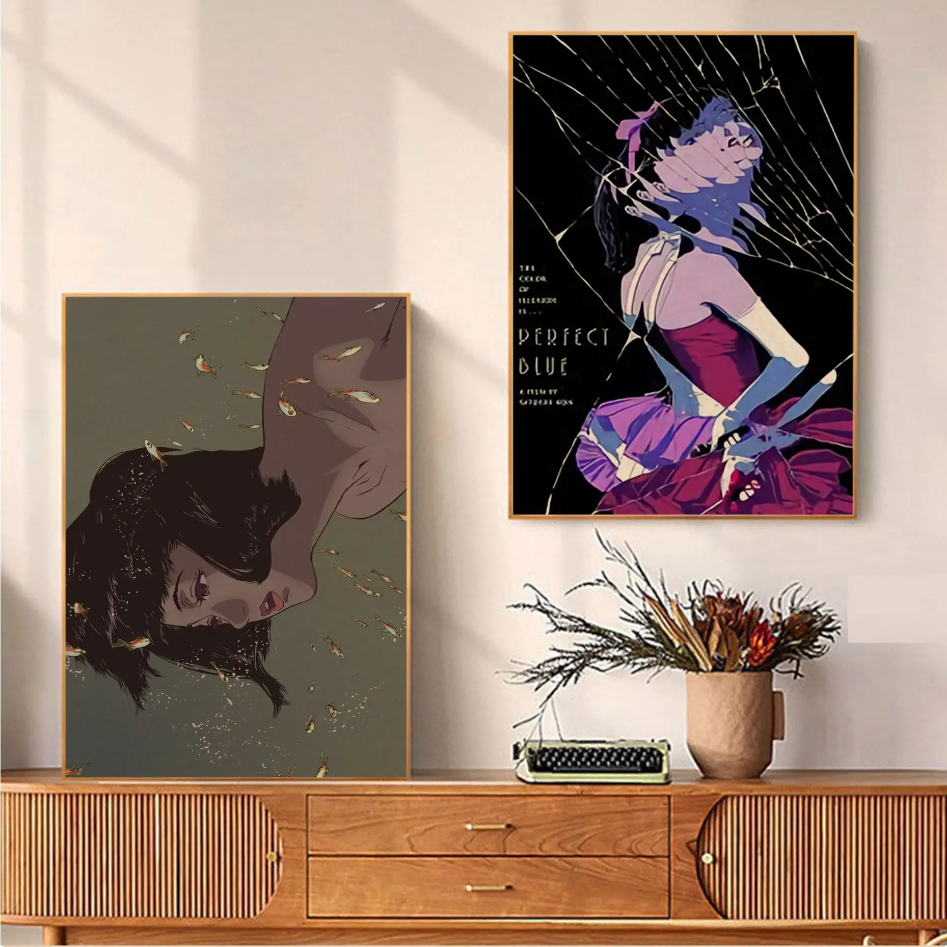 

30 Designs Kon Satoshi Perfect Blue Retro Kraft Paper Poster Decoracion Painting Wall Art Kraft Paper Posters Wall Stickers