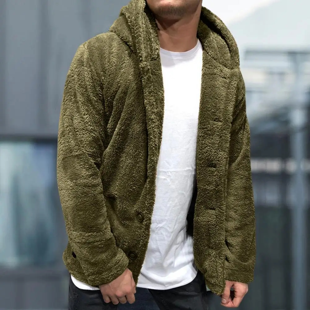 

Универсальный Мужской плюшевый свитер, плюшевая повседневная одежда, двусторонняя флисовая Мужская куртка с капюшоном, не скатывающаяся