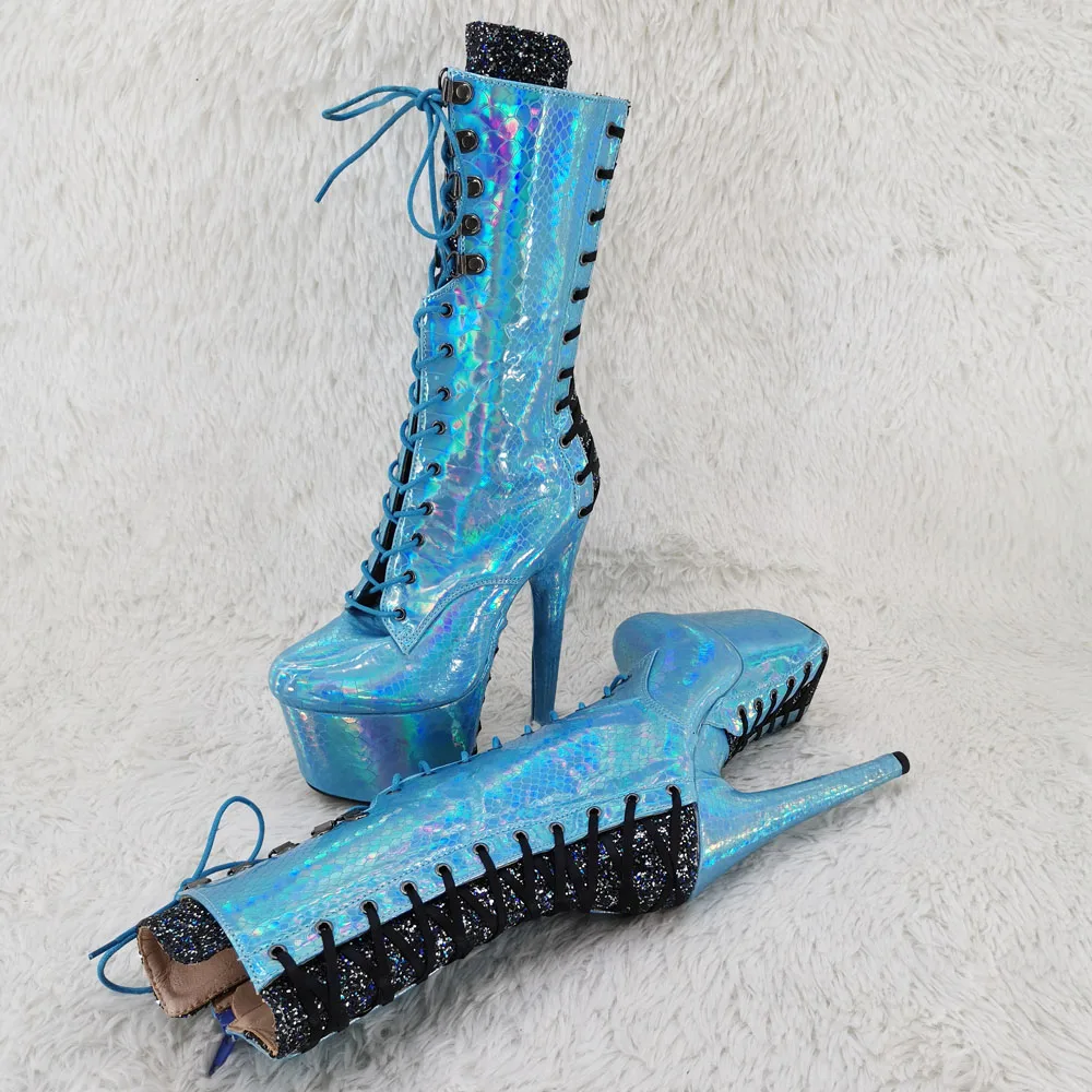 Leecabe  17CM/7inches  Two color PU upper Pole dancing shoes High Heel platform Pole Dance boot