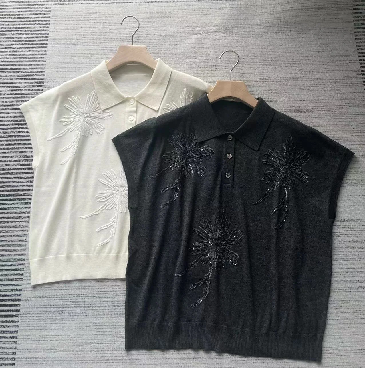 Кашемировая шелковая женская рубашка с вышивкой и пайетками элегантная