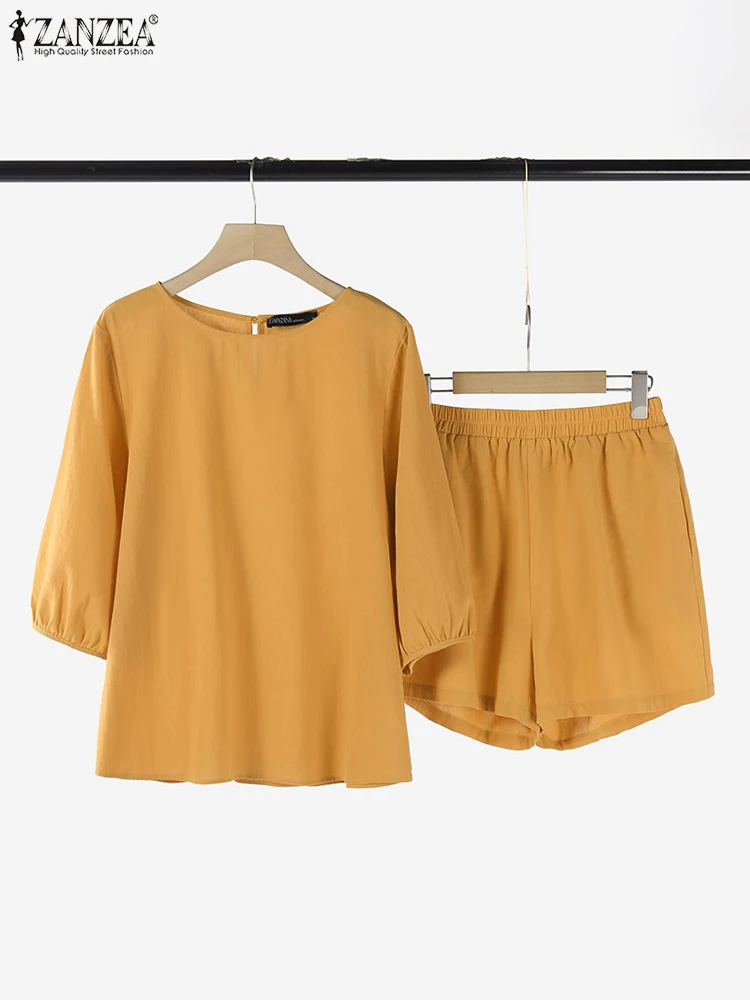 Шорты ZANZEA женские с эластичным поясом Элегантные короткие комплекты блузка