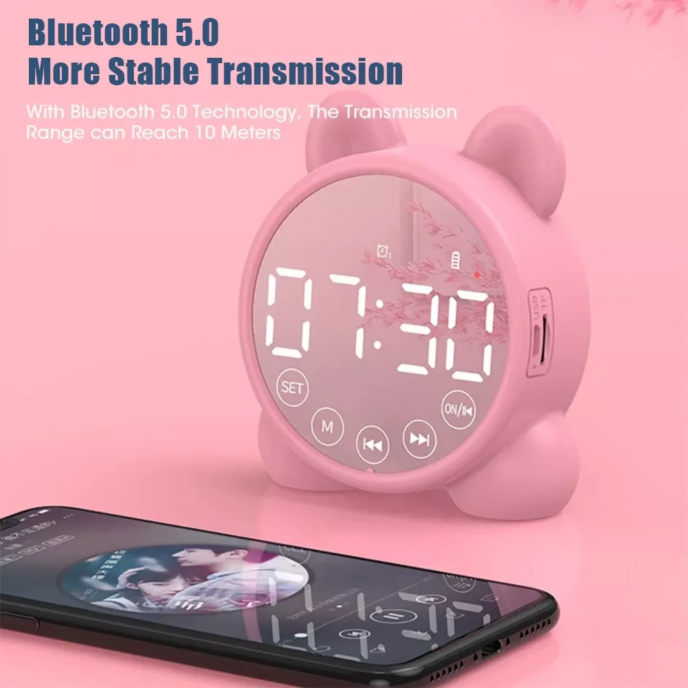 3 в 1 беспроводной динамик Bluetooth-совместимый зеркальный звуковой бокс Будильник