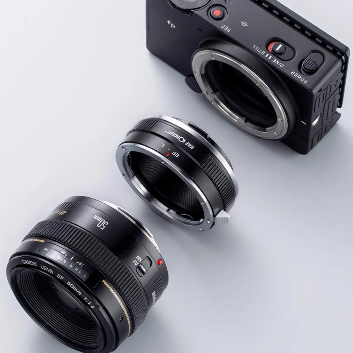 Фото Адаптер для крепления объектива с ручной фокусировкой K&F Concept EF-L для объектива Canon EOS EF EF-S на корпус камеры с креплением Sigma Leica TL CL Panasonic L №3