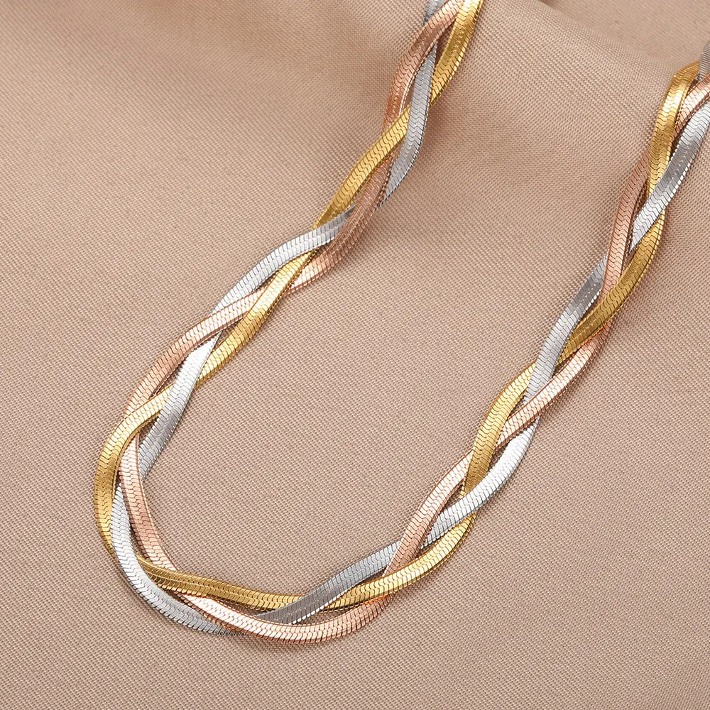 

GATTVICT Cross Overlapping Chain Choker Link Necklace Braided Mixed Color Stainless Steel Snake Nacklace for Men Women Jewelry