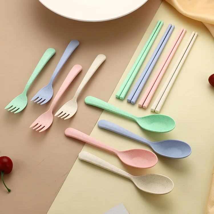 Набор посуды 3 в 1 из пшеничной соломы вилки ложки ножи набор для путешествий