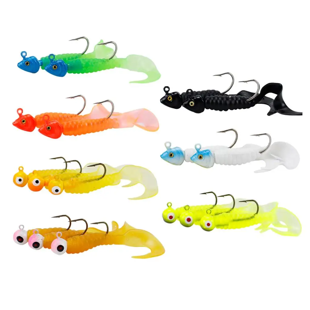 

17Pcs/Pack Soft Fishing Lures Baits with Jig Head Hooks Combo - Mixed Color