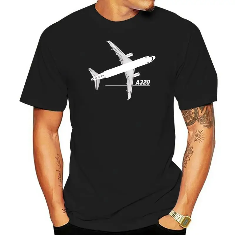 

Men T Shirt Summer Cartoon Classic Airbus A320 Aircraft Plan View Normal Short Sleeve Cotton T Shirts