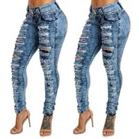 2021 high waist pencil women pants spring and autumn womens jeans europeanamerican cargo pant ripped trousers for female pop