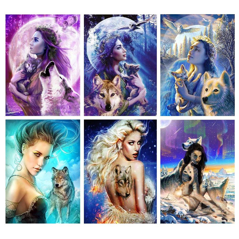 

Алмазная живопись, Женская Вышивка крестиком, полная круглая/квадратная вышивка 5D «сделай сам», вышивка «волк», мозаика, настенное искусство, алмазная живопись, алмазная живопись