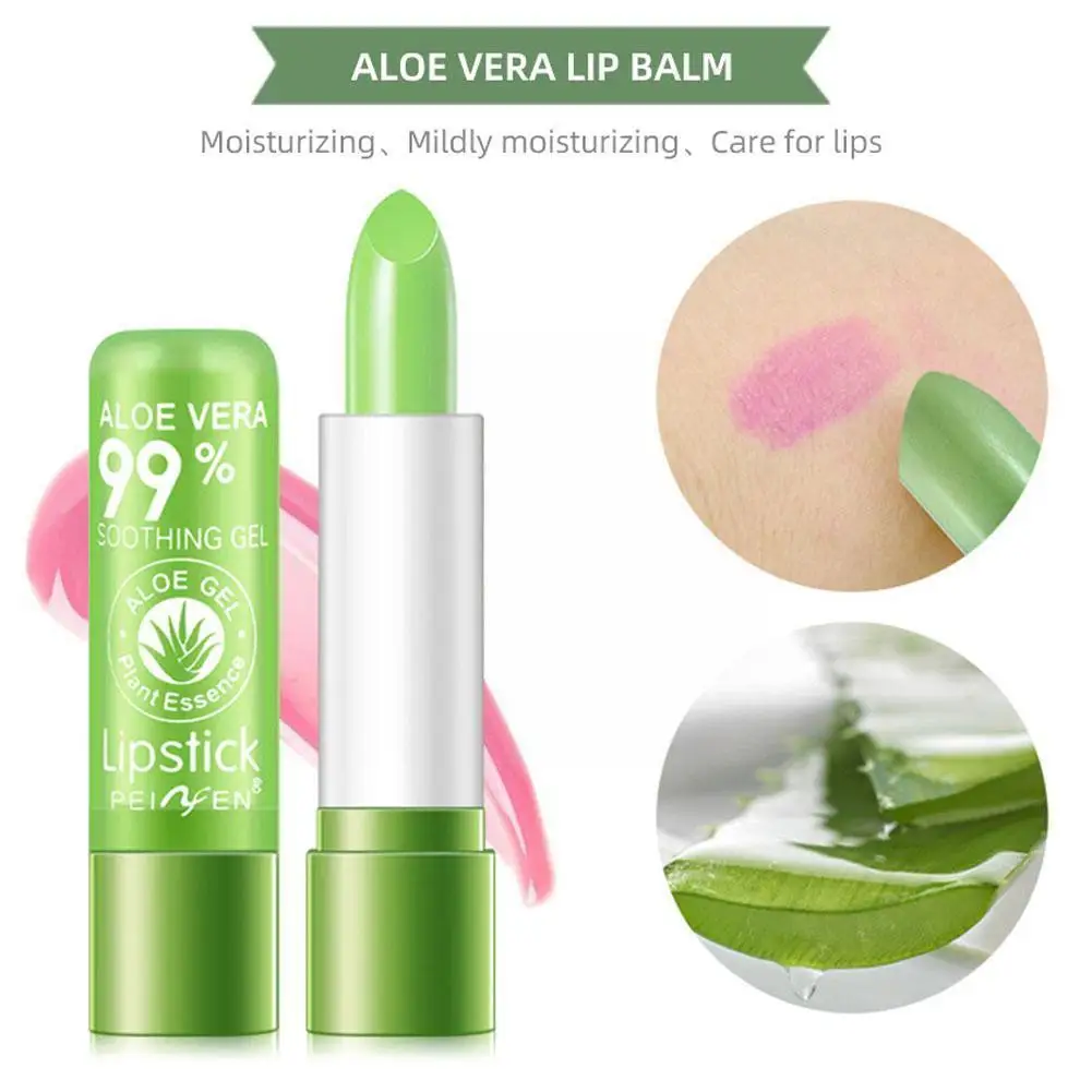 

1PC Moisture Lip Balm Long-Lasting Natural Aloe Vera Moisturizing Lipstick Mood Lipstick Aging Lasting Changing Long Anti C D1D2