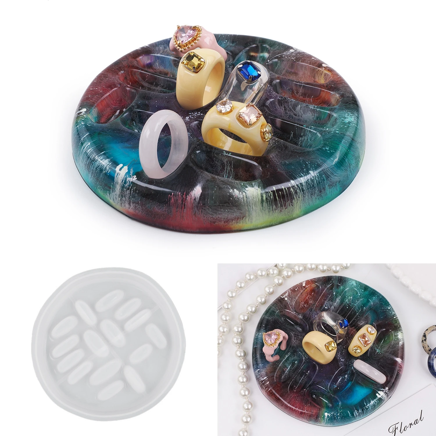 DIY кристаллическая эпоксидная силиконовая форма круглая кольцевая держатель